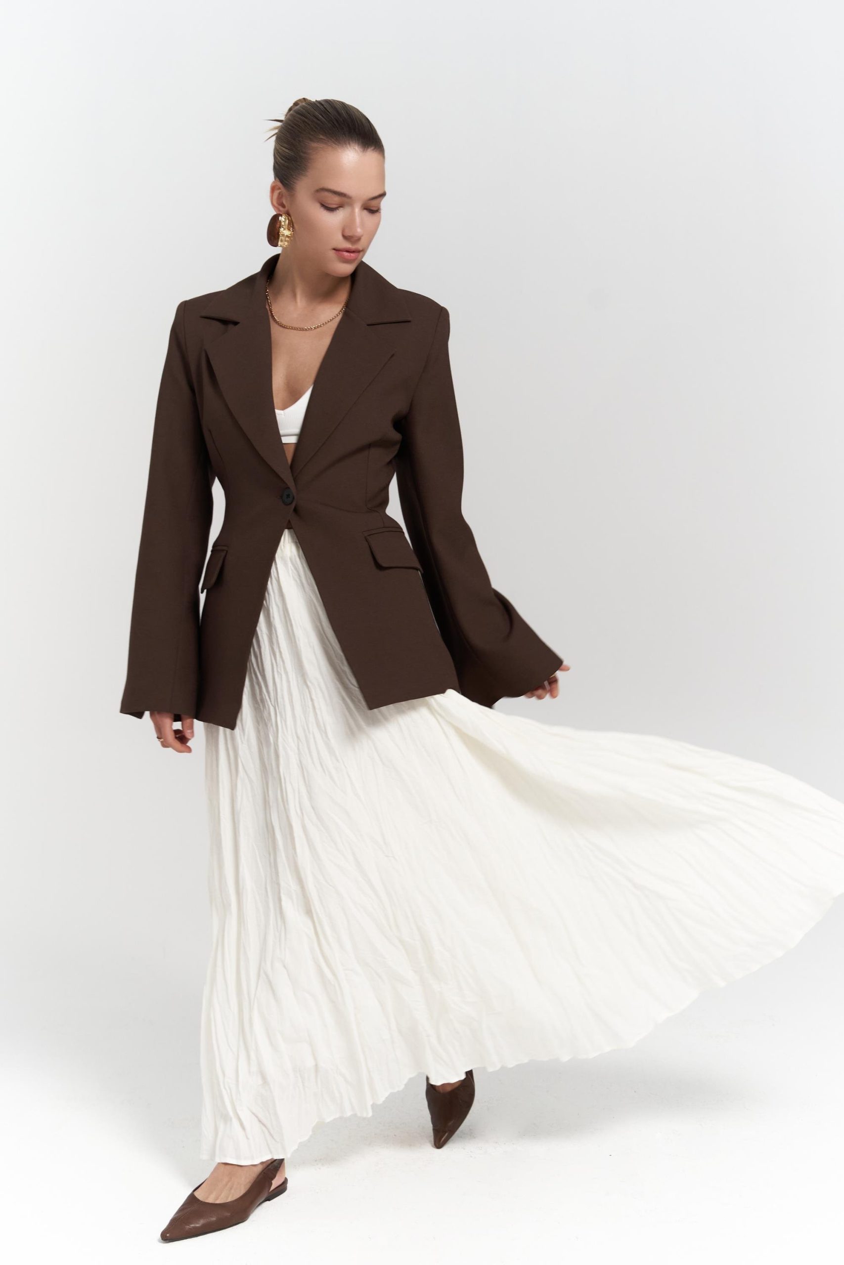 lecco-dar-kesim-kahve-blazer-9-87fe Cecilia Blazer - Image 1